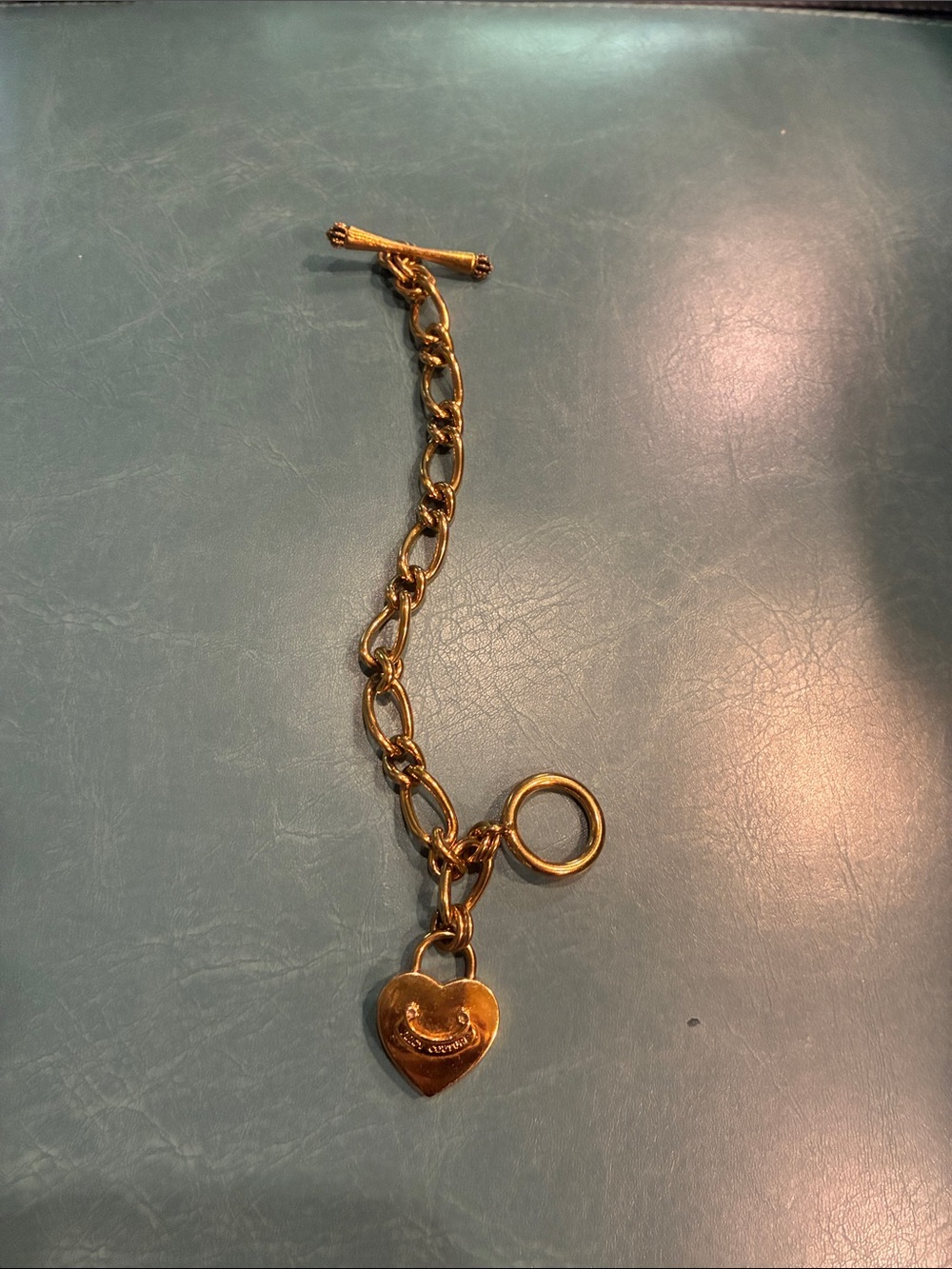 Juicy Couture Gold Toned Heart Toggle Charm Bracelet - Women Jewelry